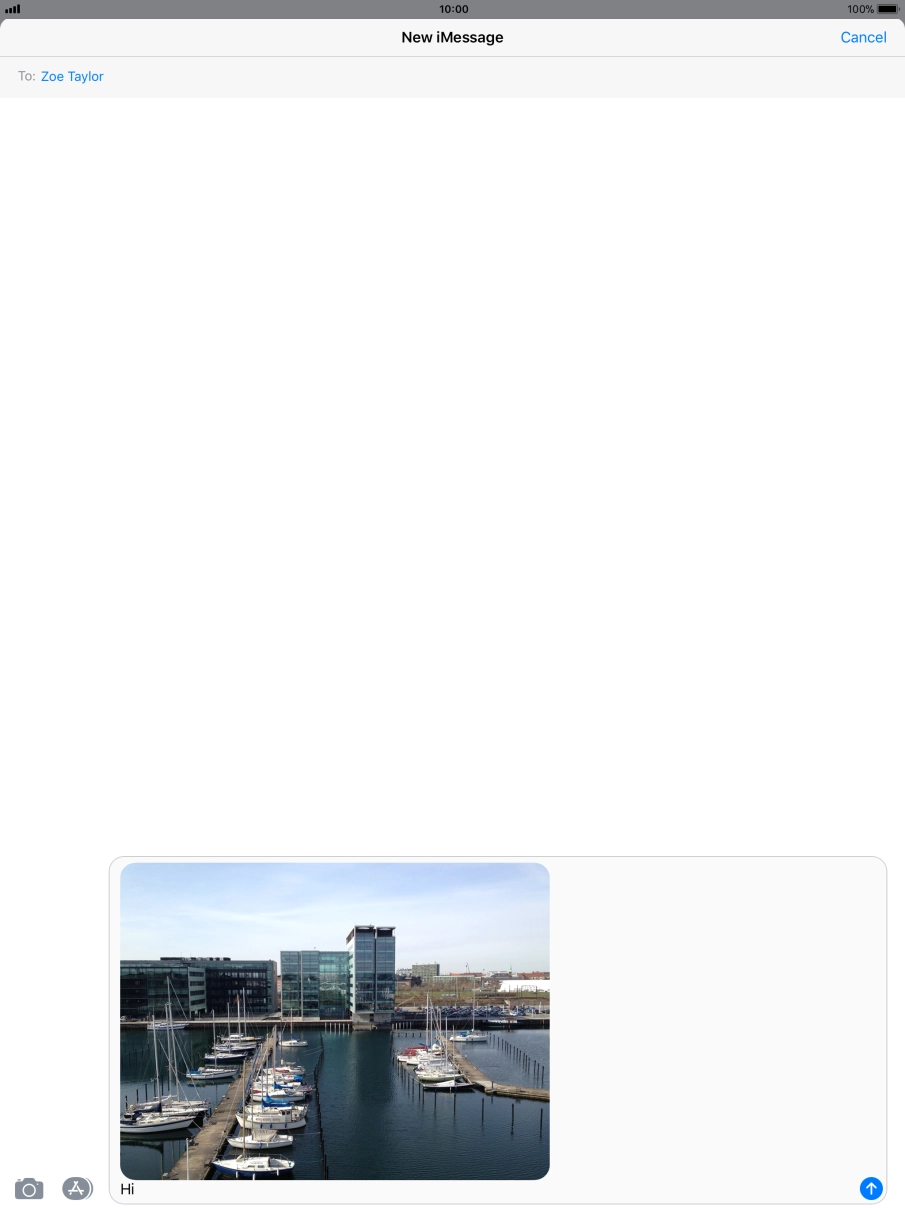 Press the text input field and write the text for your iMessage.