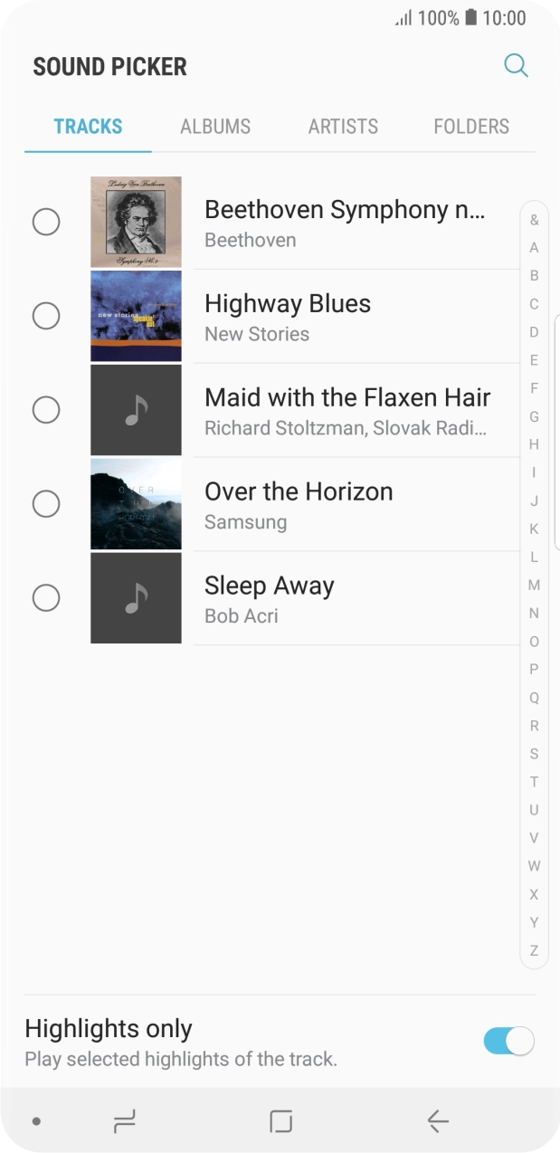 Press the different ring tones to hear them.