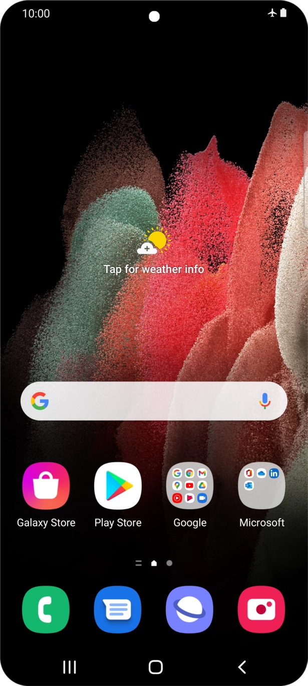 The flight mode icon shows that flight mode is turned on.