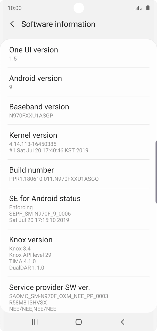 Your phone's software version is displayed below Android version. Your phone's software version is displayed below Android version.