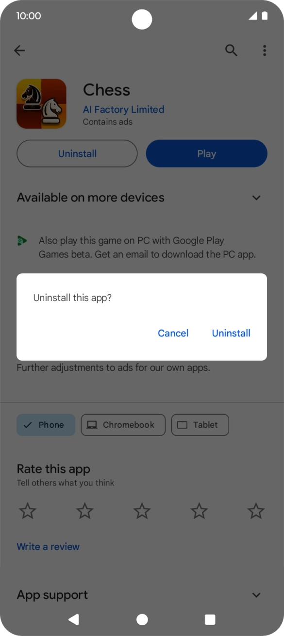 Press Uninstall.