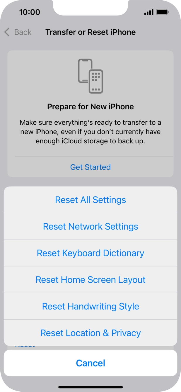 Press Reset All Settings. Press Reset All Settings.