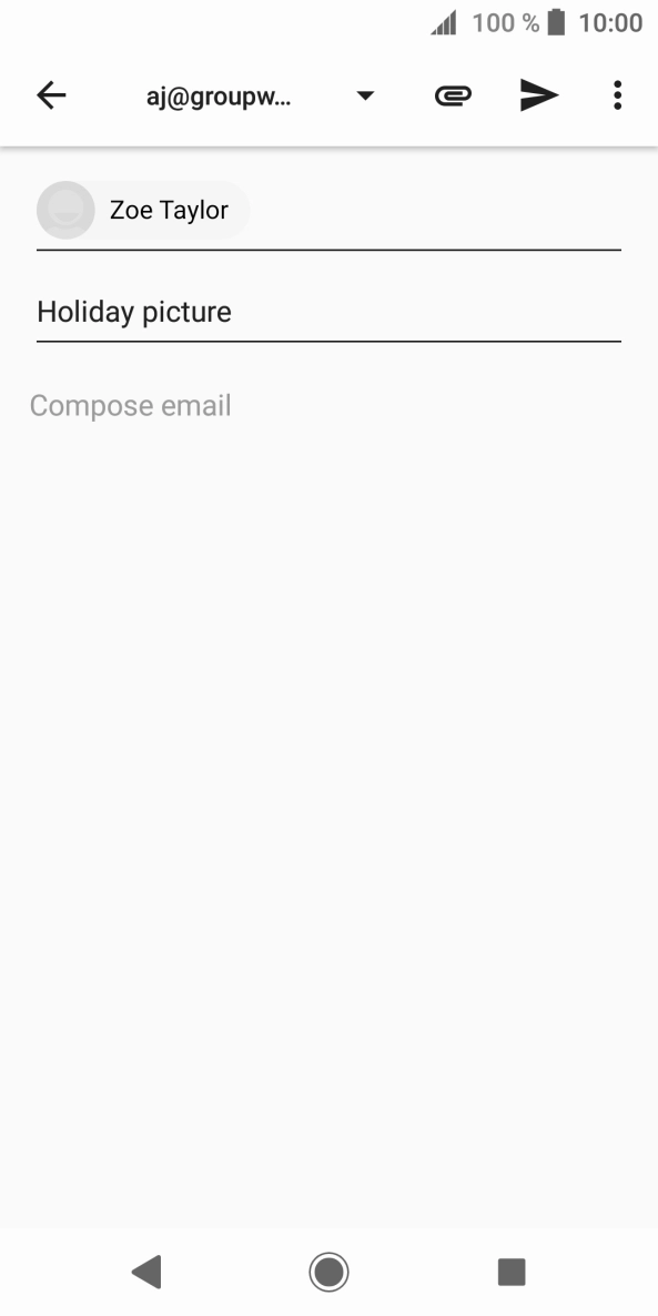 Press the text input field and write the text for your email. Press the text input field and write the text for your email.