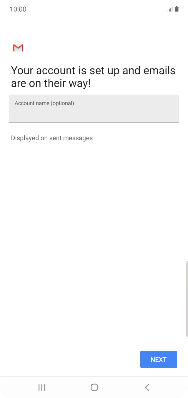 Press Account name (optional) and key in the required name. Press Account name (optional) and key in the required name.