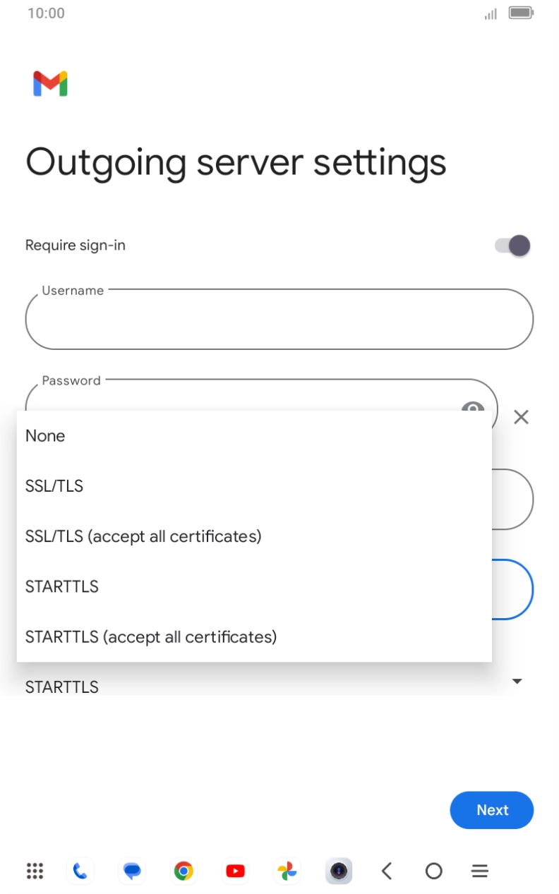 Press SSL/TLS. Press SSL/TLS.