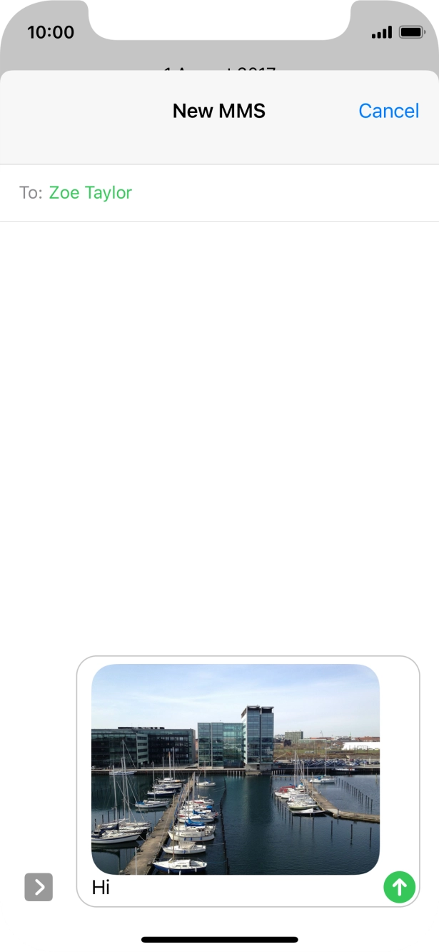 Write the text for your picture message and press the send icon.
