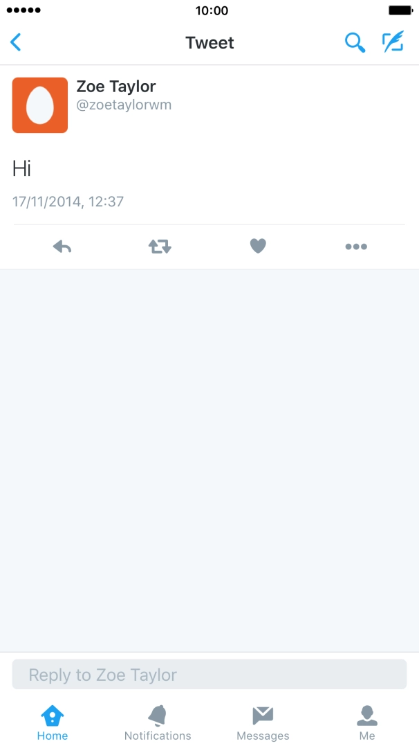 Press the reply icon. Press the reply icon.