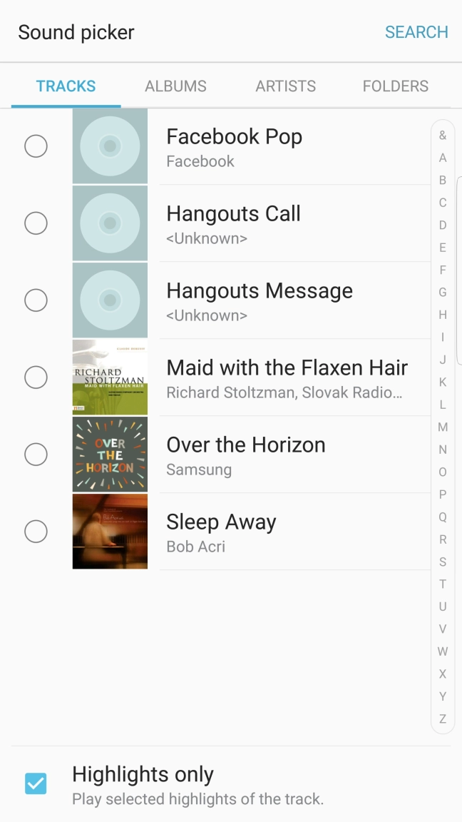 Press the different ring tones to hear them.