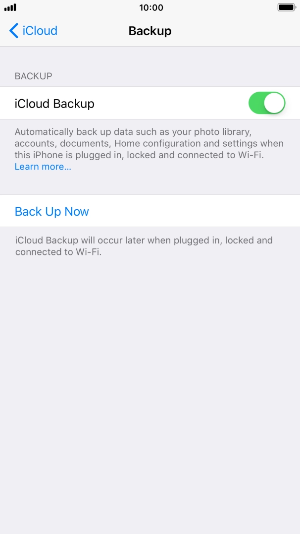 Press Back Up Now and wait while the phone memory is backed up.