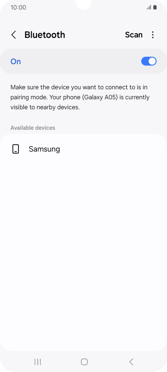 Press the required Bluetooth device and follow the instructions on the screen to pair the device with your phone.