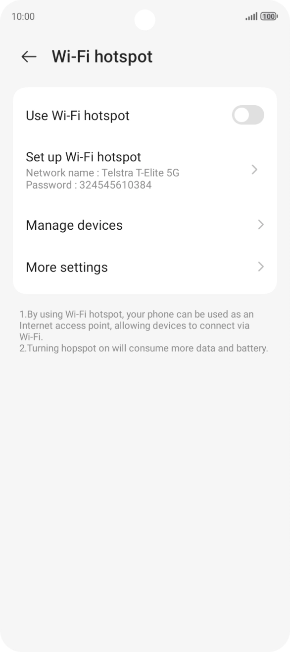 Press Set up Wi-Fi hotspot. Press Set up Wi-Fi hotspot.