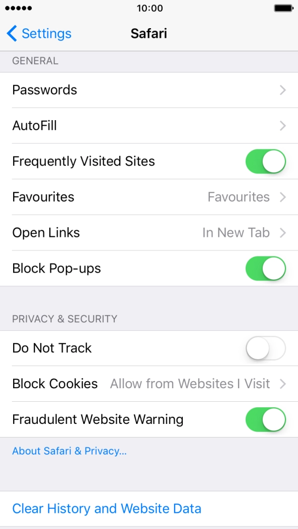 Press Clear History and Website Data. Press Clear History and Website Data.