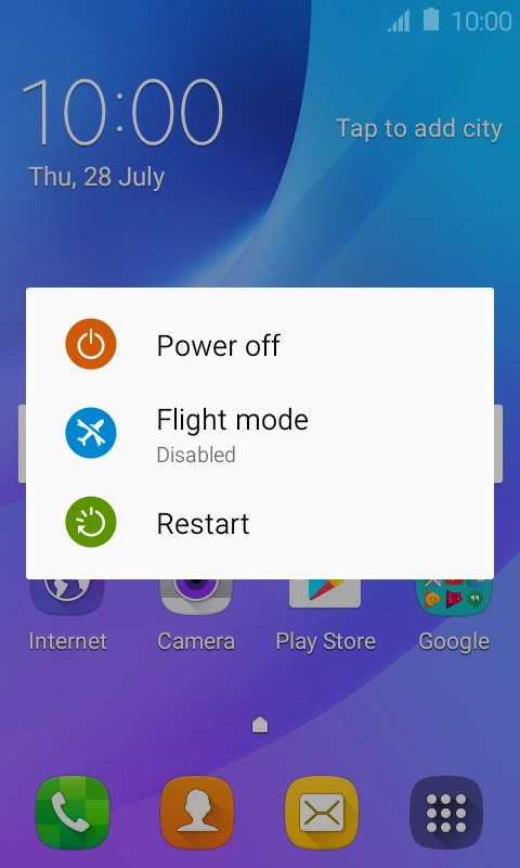 Press Flight mode to turn the function on or off. Press Flight mode to turn the function on or off.