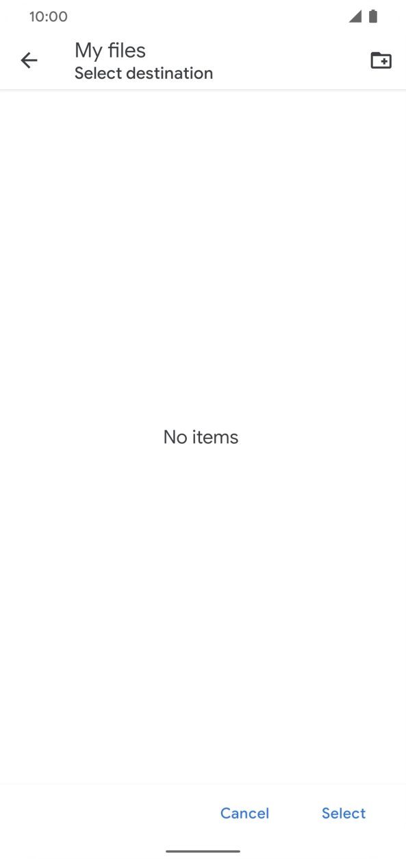 To create a new folder, press the new folder icon and follow the instructions on the screen to create a new folder.
