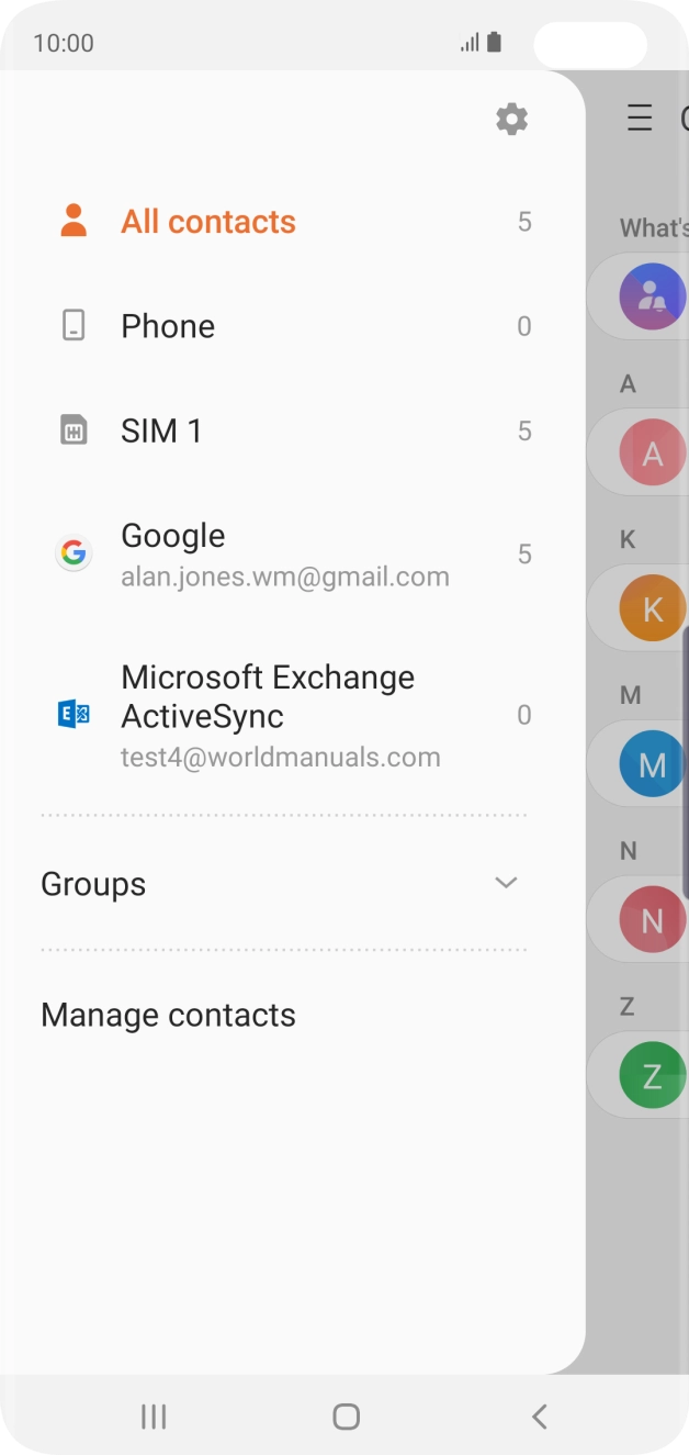 Press Manage contacts. Press Manage contacts.