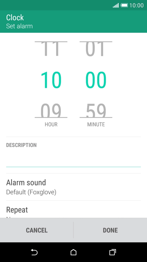 Slide your finger up or down on hours and minutes to set the alarm time.