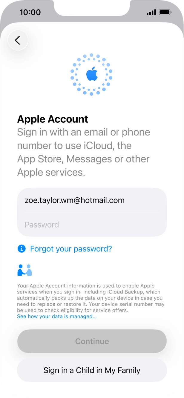 Press Password and key in the password for your Apple Account. Press Password and key in the password for your Apple Account.