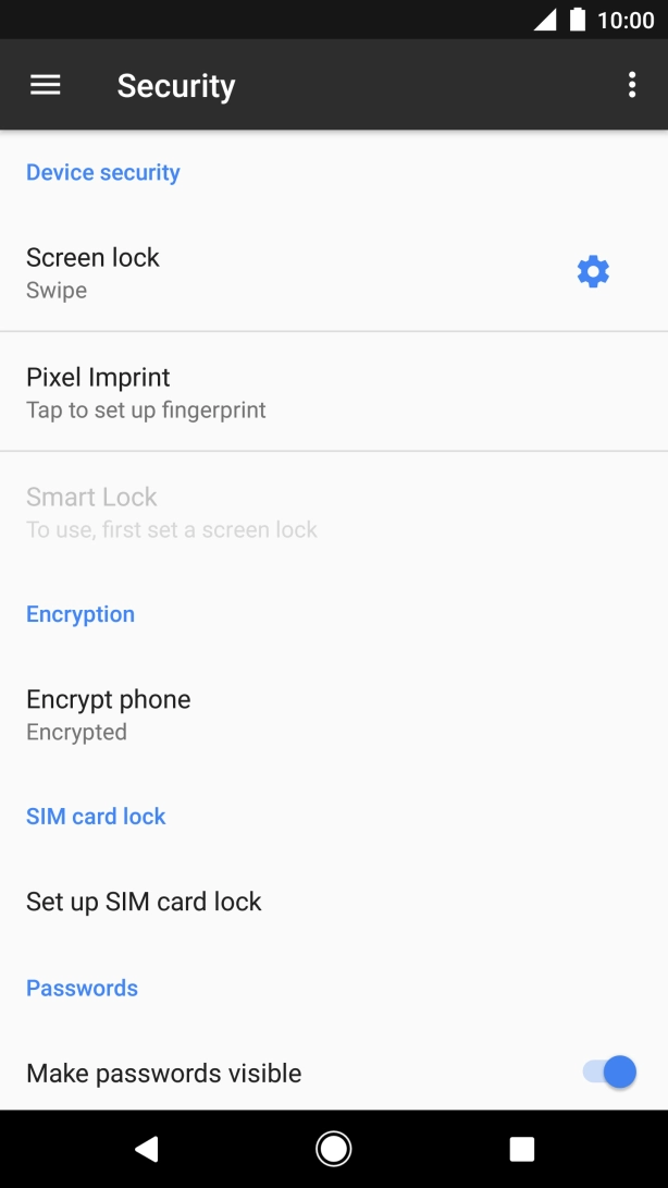 Press Set up SIM card lock. Press Set up SIM card lock.
