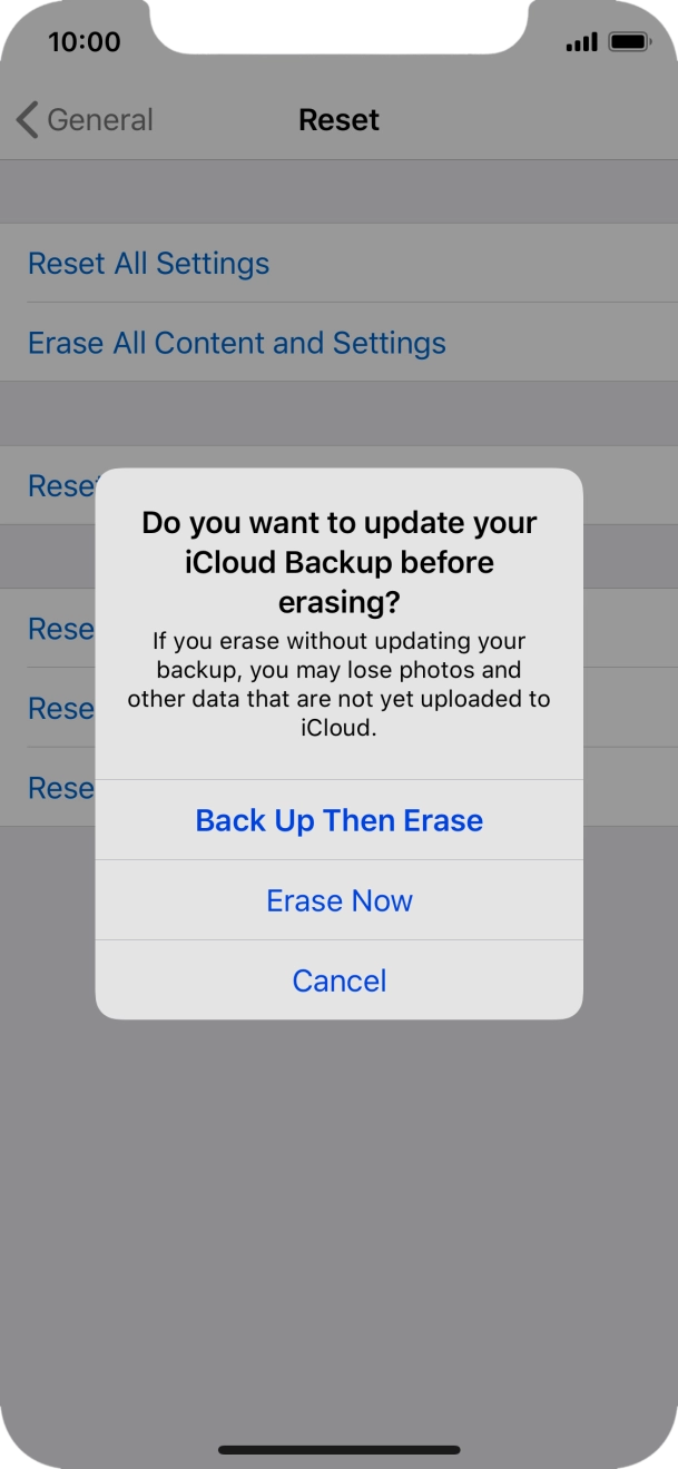 Press the required setting. Press the required setting.