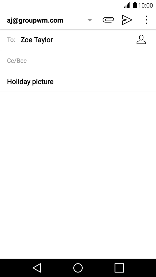 Press the text input field and write the text for your email. Press the text input field and write the text for your email.