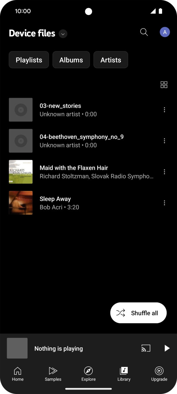 Press the required audio file.