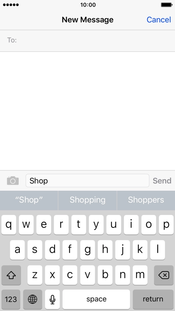 The word suggestions are displayed as you write. Press the required word to insert it.