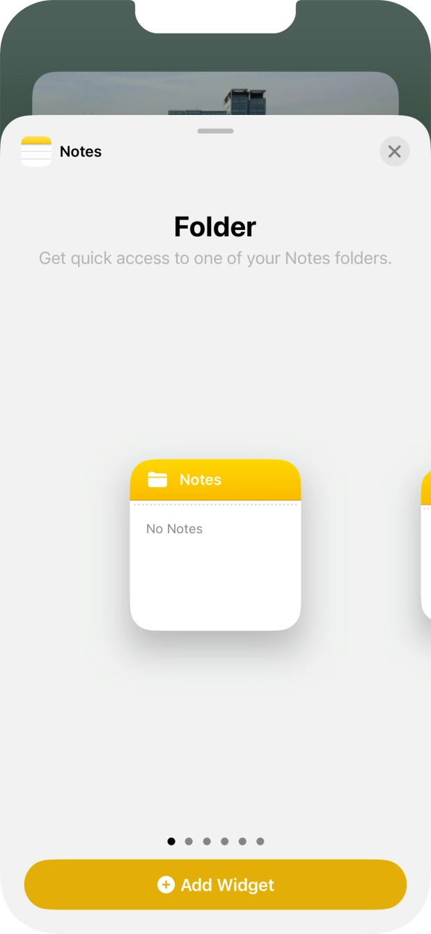 Slide your finger right or left on the screen to select the required widget size. Slide your finger right or left on the screen to select the required widget size.