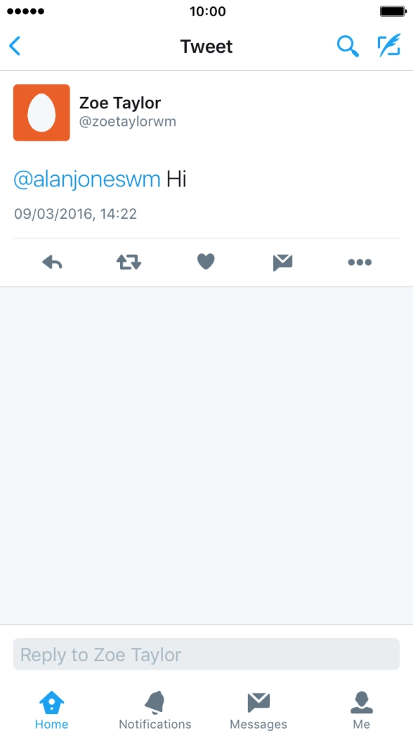 Press the reply icon. Press the reply icon.