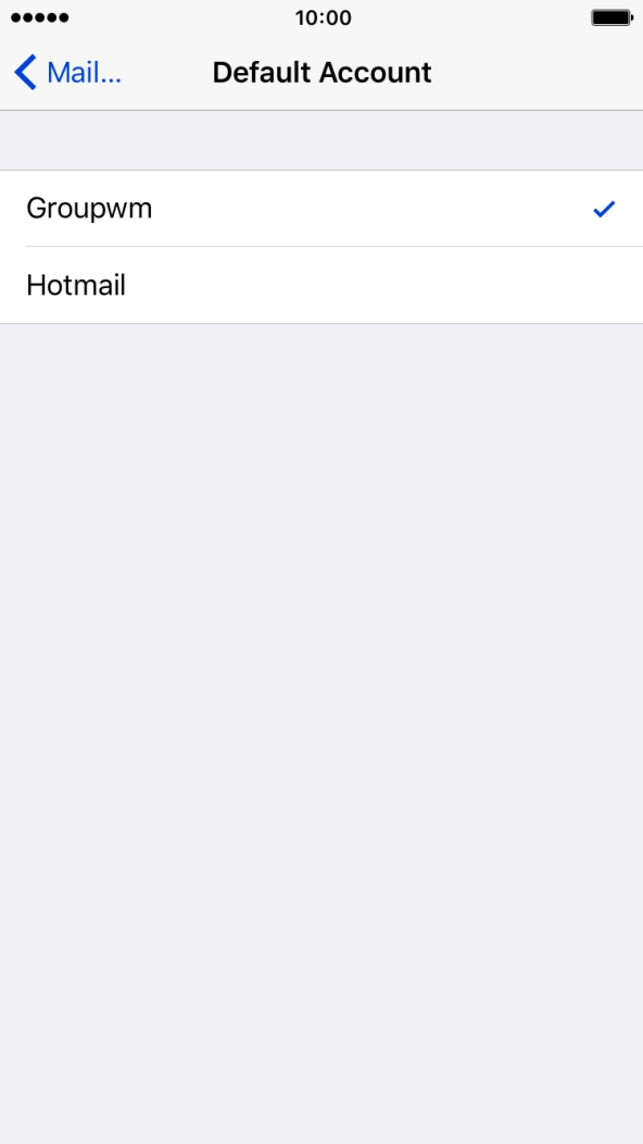 Press the required email account to select the email account as your default account. Press the required email account to select the email account as your default account.