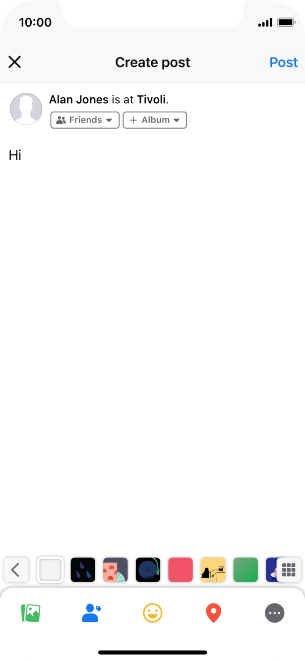 Write the required text and press Post. Write the required text and press Post.