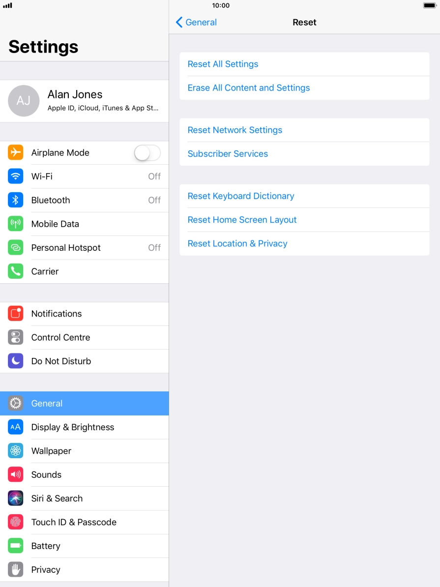 Press Reset All Settings. Press Reset All Settings.