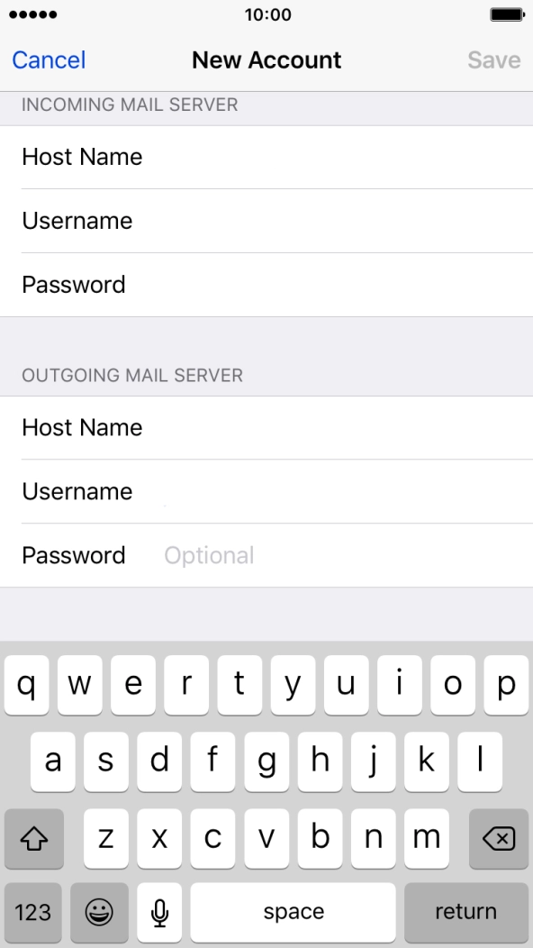 Press Password and key in the password for your email account. Press Password and key in the password for your email account.