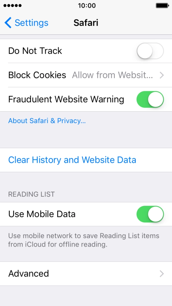Press Clear History and Website Data. Press Clear History and Website Data.