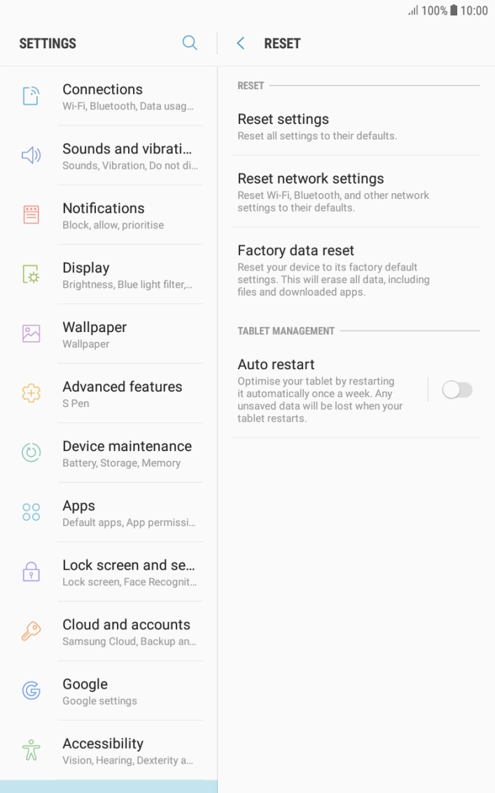 Press Factory data reset. Press Factory data reset.