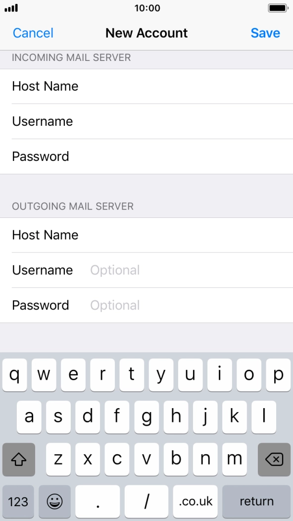 Press Username and key in the username for your email account. Press Username and key in the username for your email account.