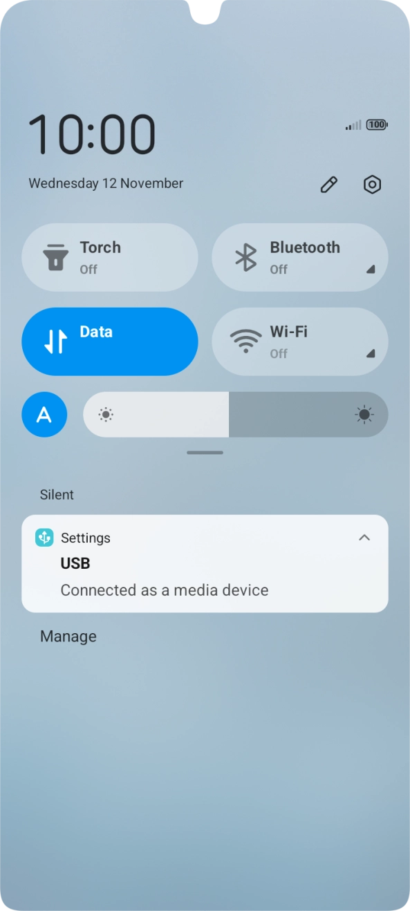Press USB. Press USB.