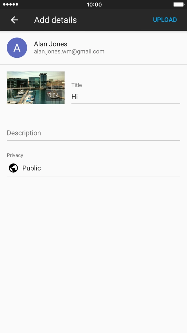 Write the required text and press UPLOAD.