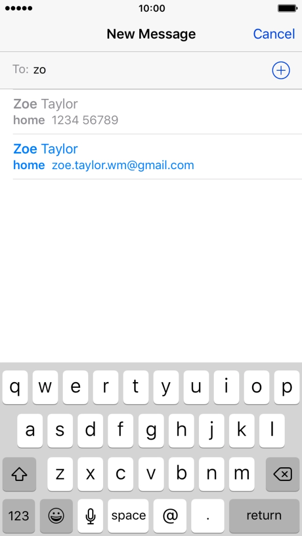 Key in the first letters of the recipient's name and press the required contact. Key in the first letters of the recipient's name and press the required contact.