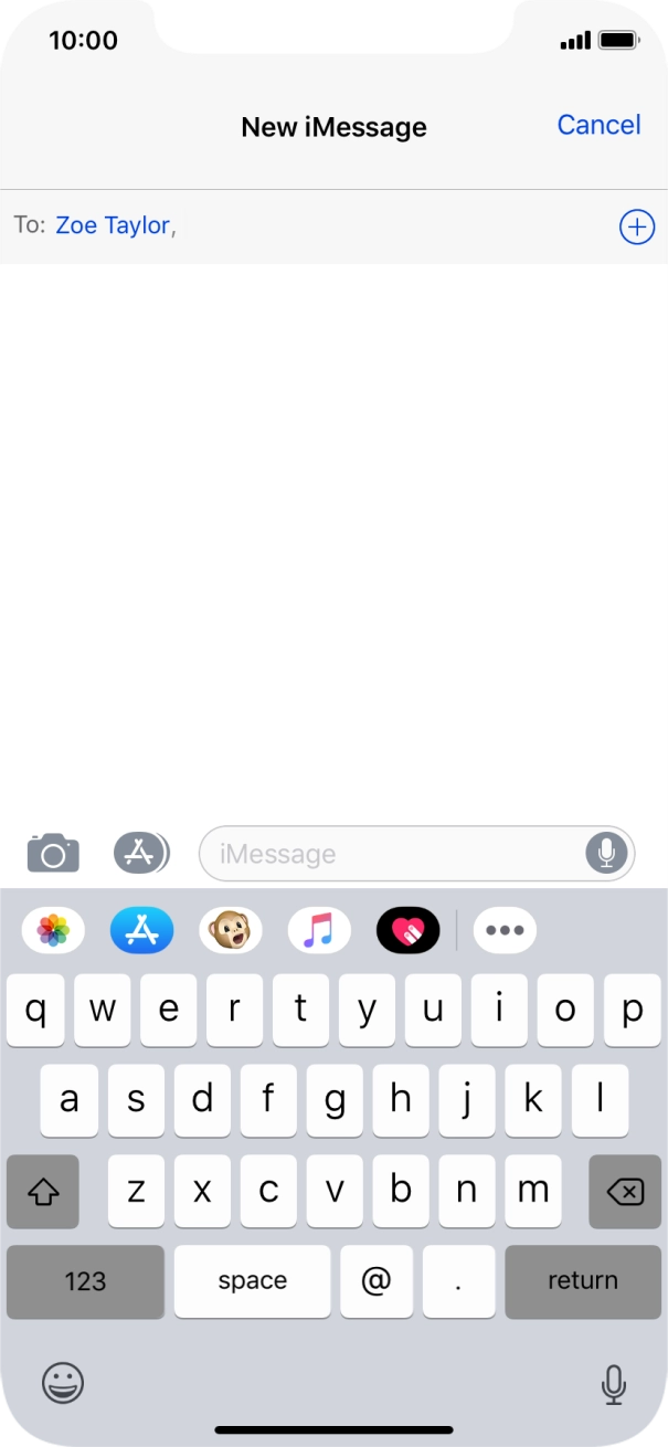 If the recipient can receive iMessages, iMessage is displayed in the text input field. If the recipient can receive iMessages, iMessage is displayed in the text input field.