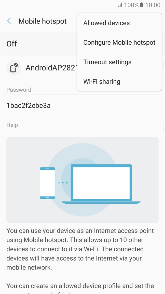 Press Configure Mobile hotspot. Press Configure Mobile hotspot.