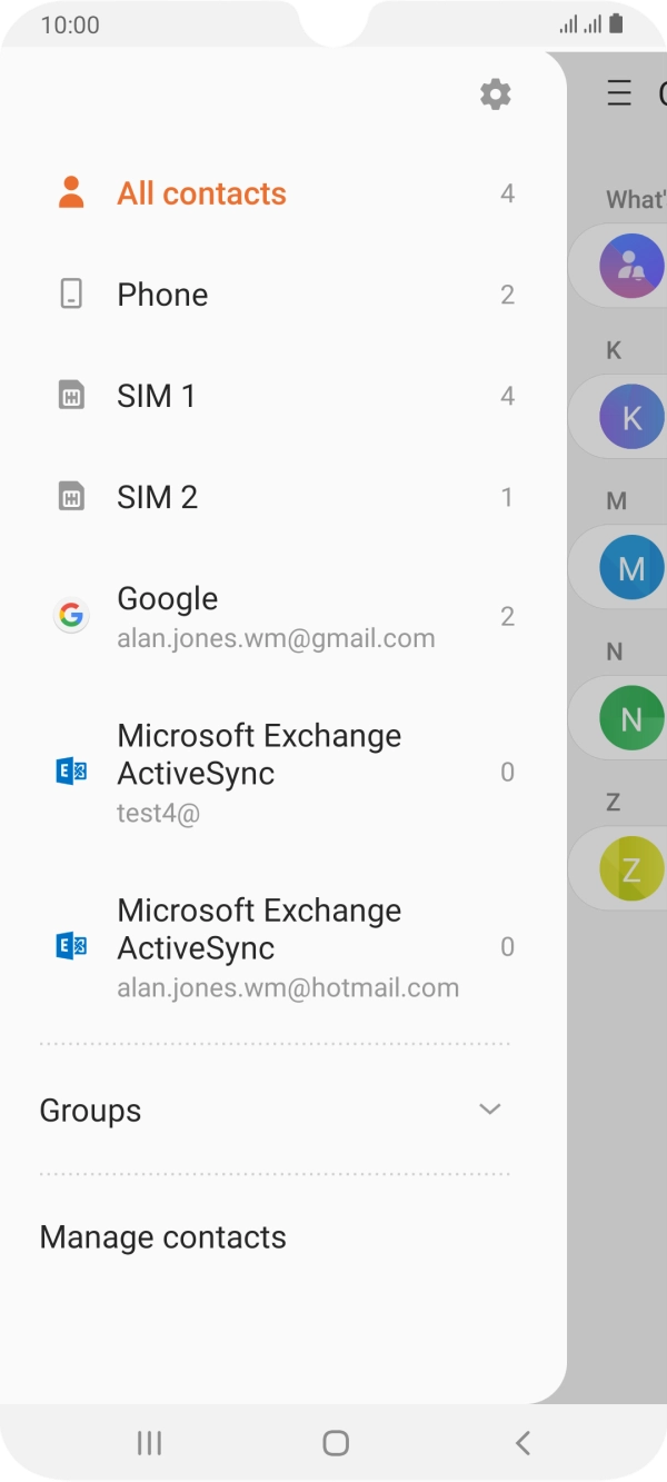 Press Manage contacts. Press Manage contacts.