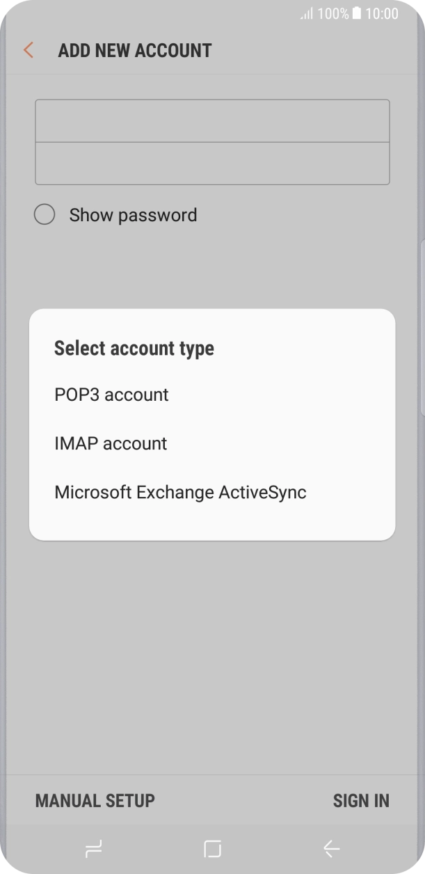 Press IMAP account. Press IMAP account.