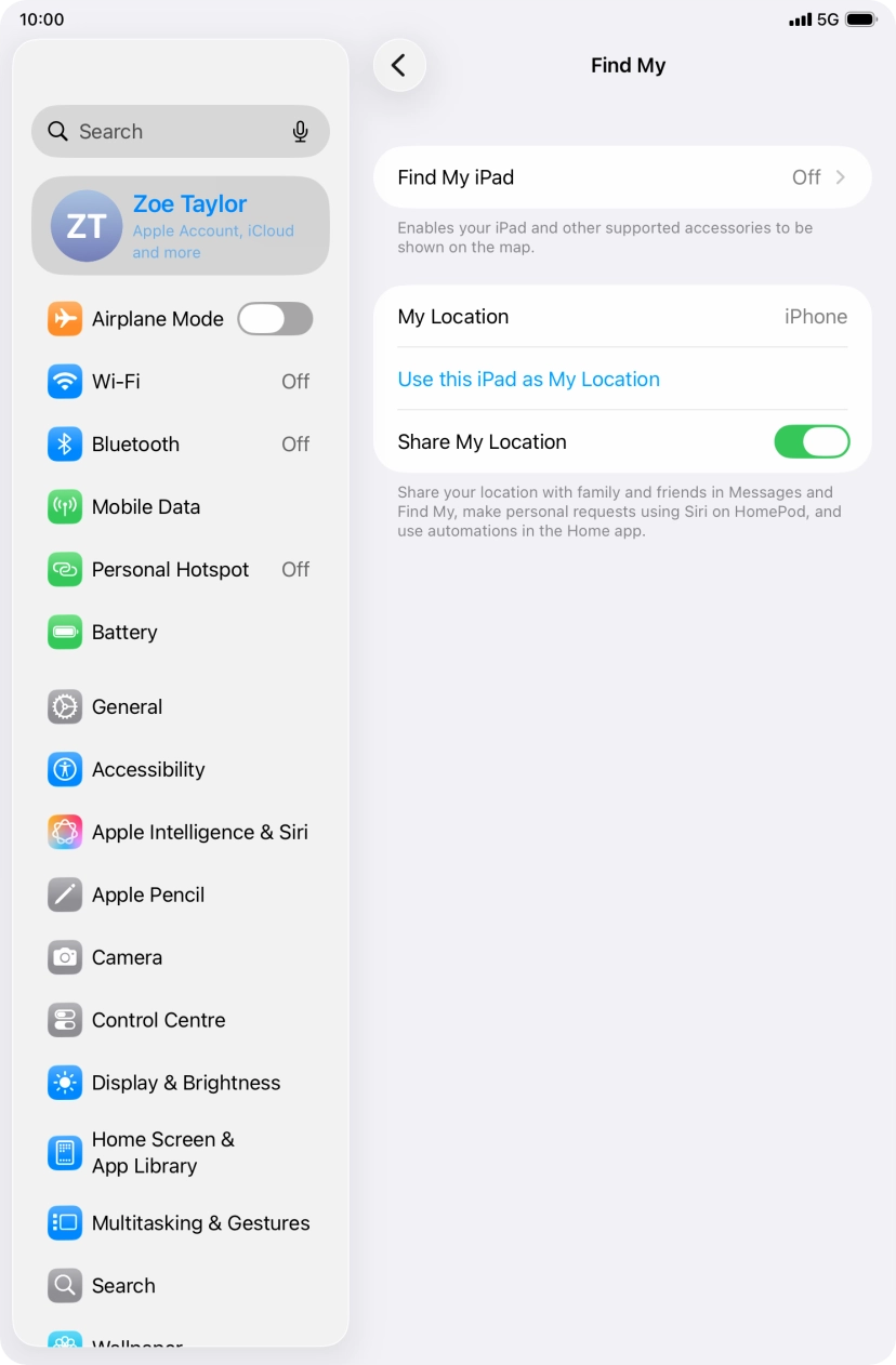 Press Find My iPad. Press Find My iPad.