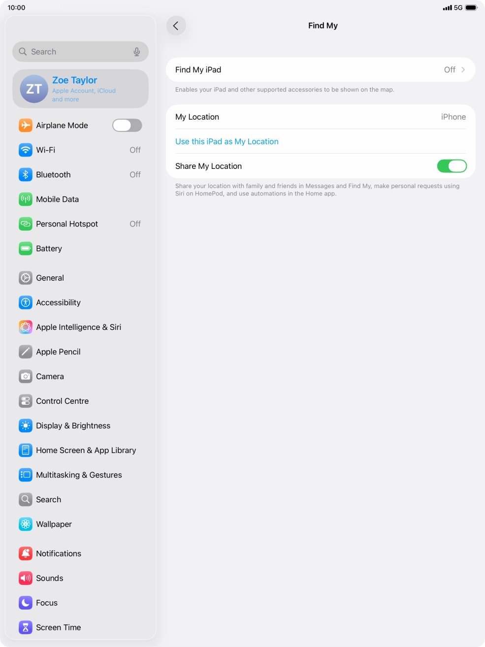Press Find My iPad. Press Find My iPad.