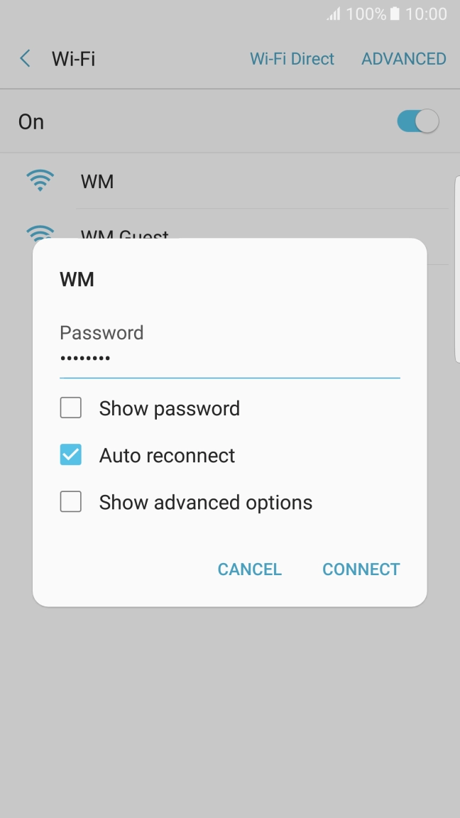 Key in the password for the Wi-Fi network and press CONNECT. Key in the password for the Wi-Fi network and press CONNECT.