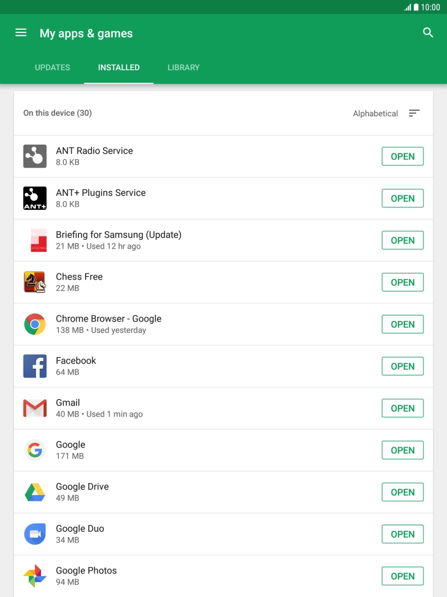 Press the required app.