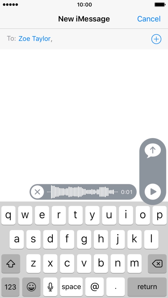 Let go to stop the sound recording and press arrow up to send the sound recording. Let go to stop the sound recording and press arrow up to send the sound recording.