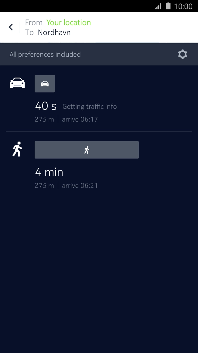 Press the required mode of transportation. Press the required mode of transportation.