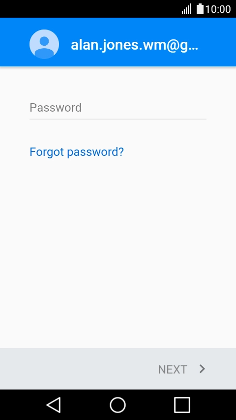 Press the text input field and key in the password for your Google account.
