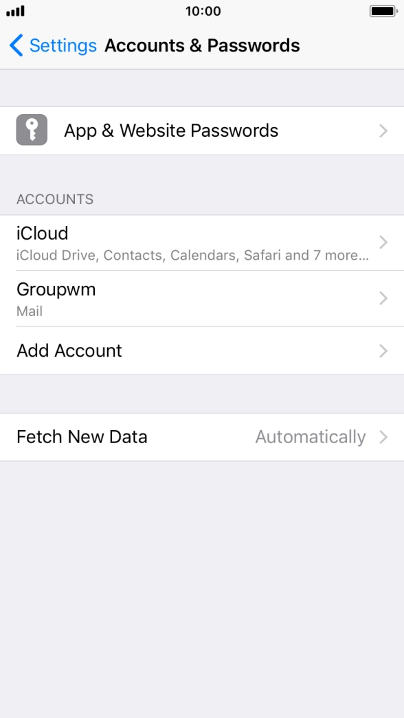Press the name of the email account you've just set up. Press the name of the email account you've just set up.